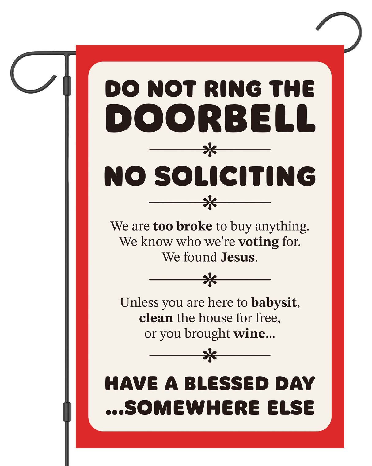 "Do Not Ring Doorbell. No Soliciting" Garden Flag #G1569-1