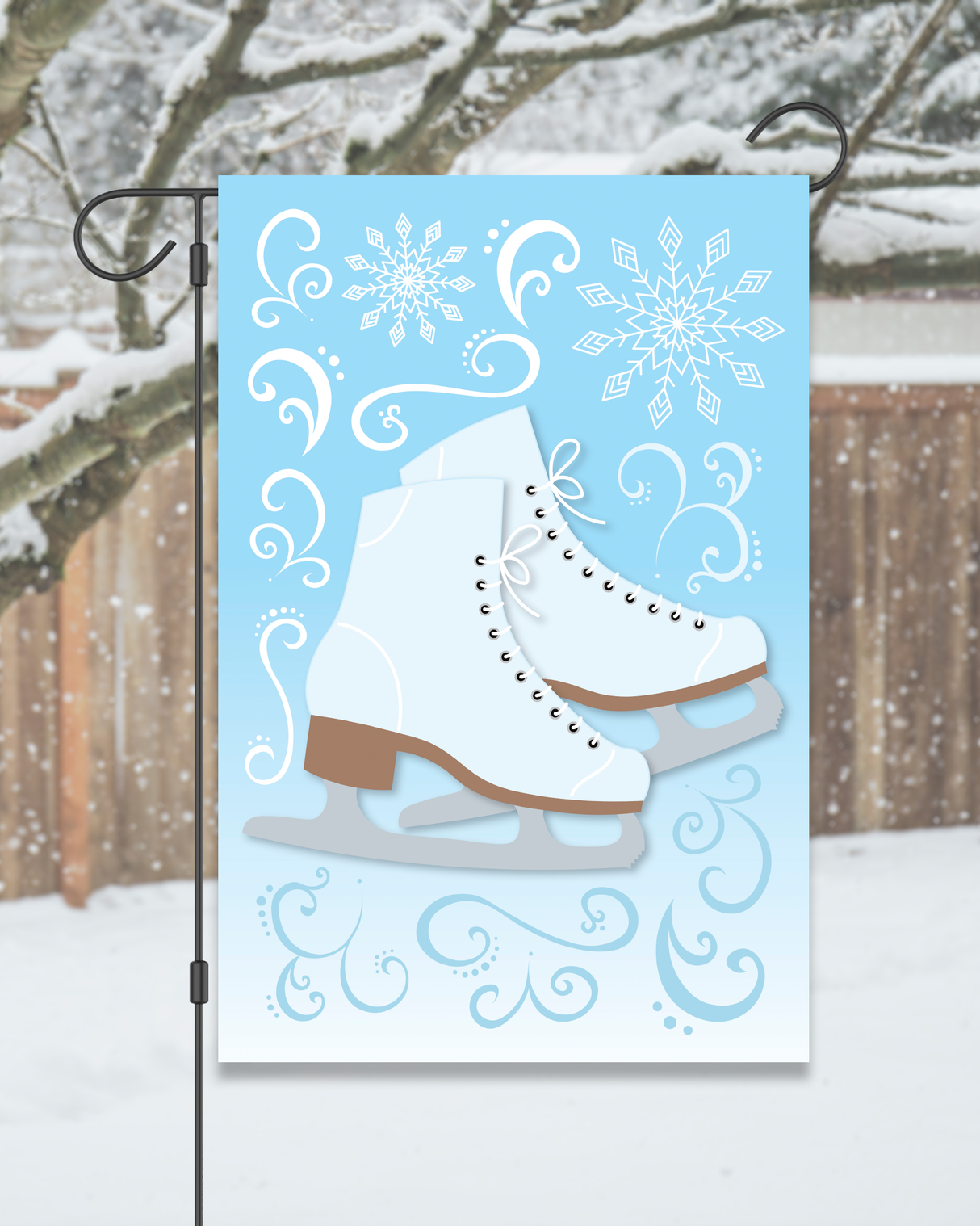 Ice Skates Winter Garden Flag #G1619-1