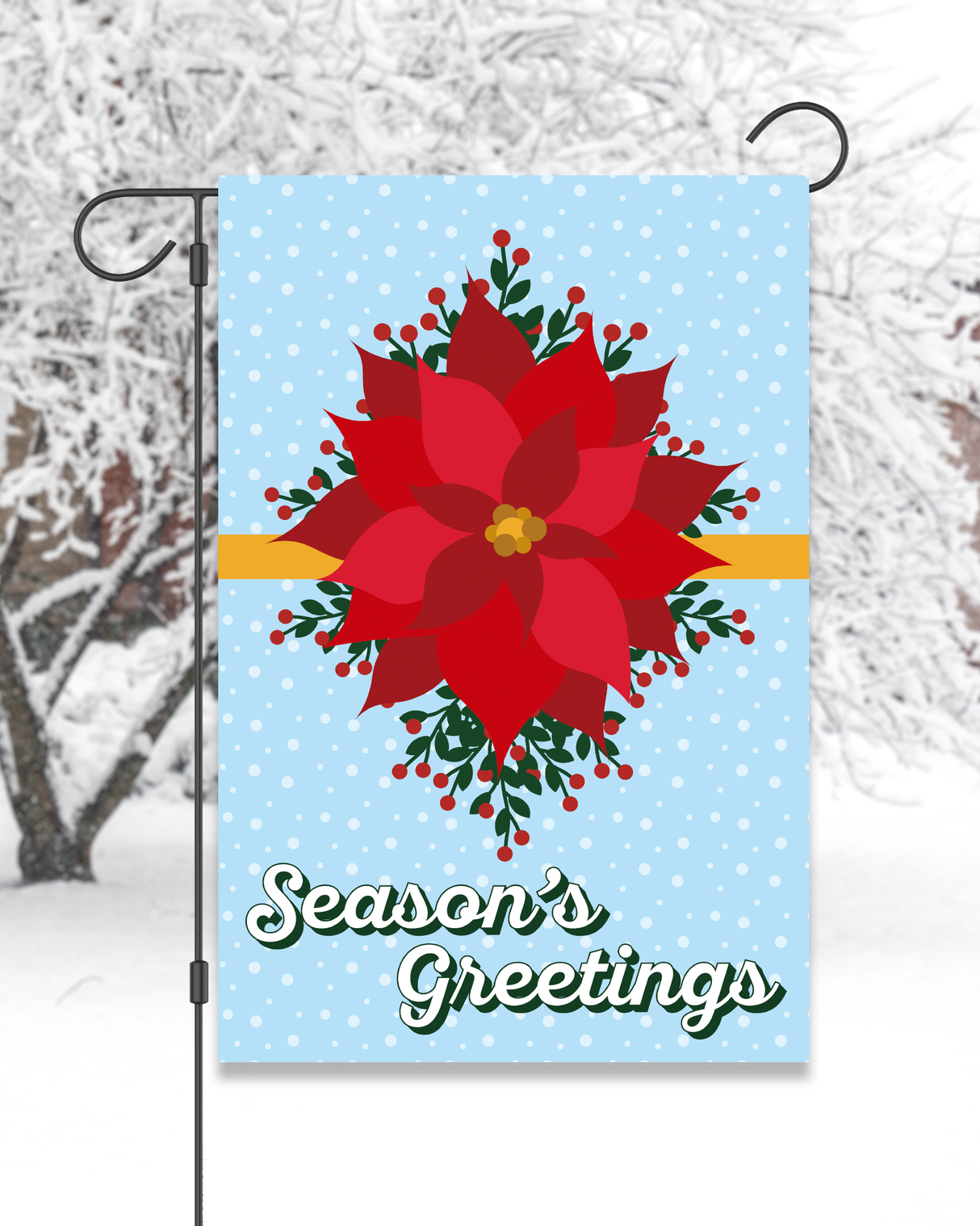 "Season's Greetings" Poinsettia Garden Flag #G1625-1
