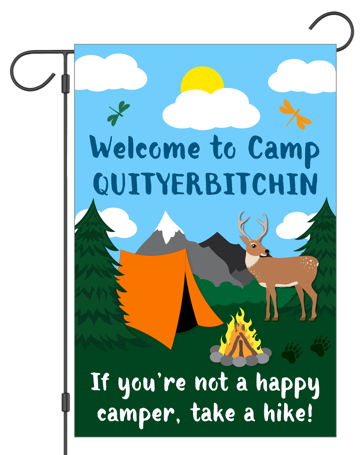 "Welcome to Camp Quityerbitchin" Camping Garden Flag #G1676-1