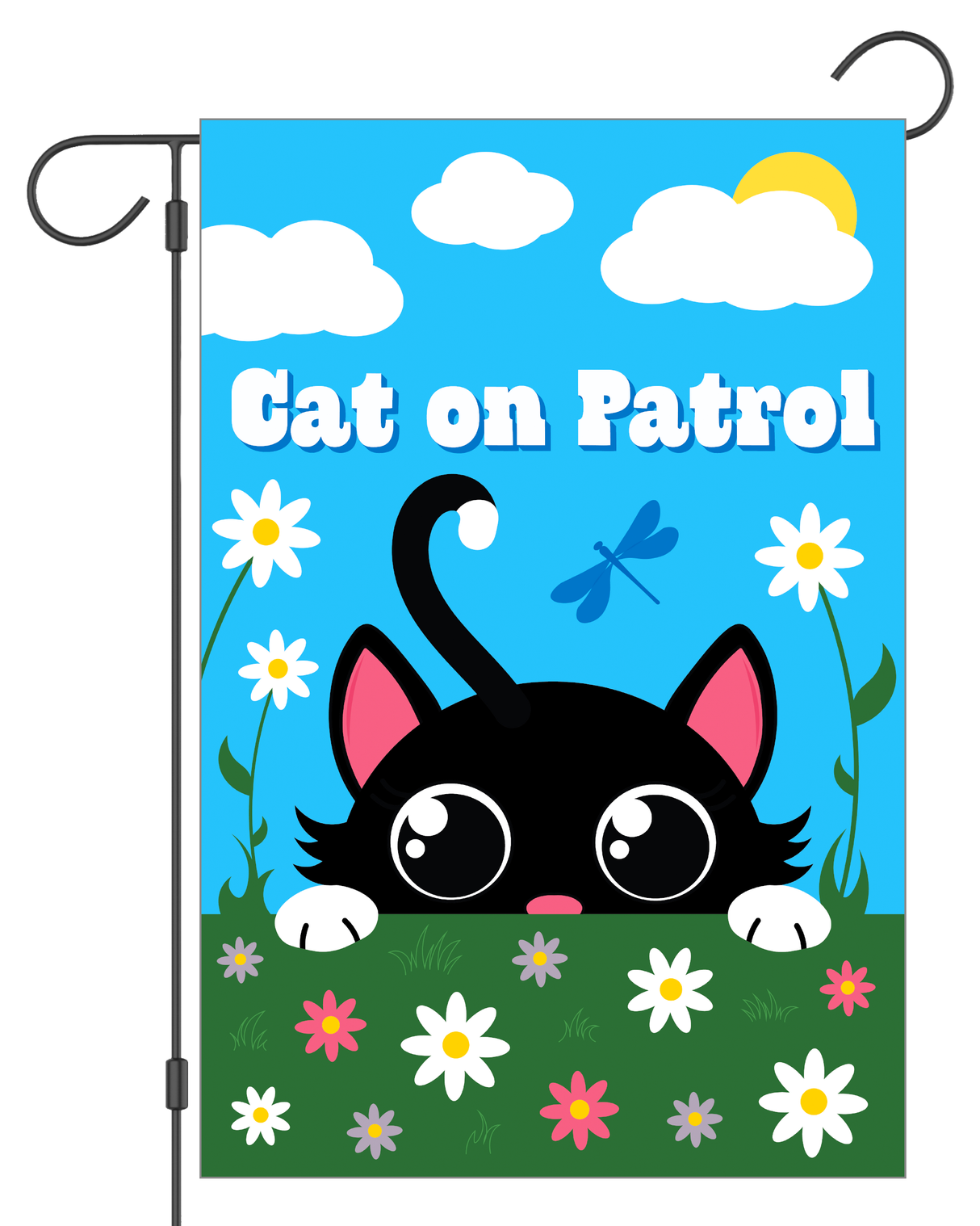 "Cat on Patrol" Garden Flag #G2101-1