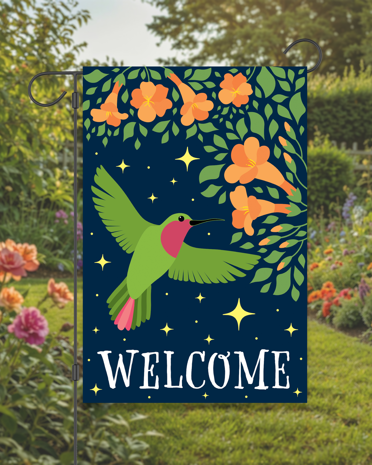 "Welcome" Hummingbird Garden Flag #G2222-1