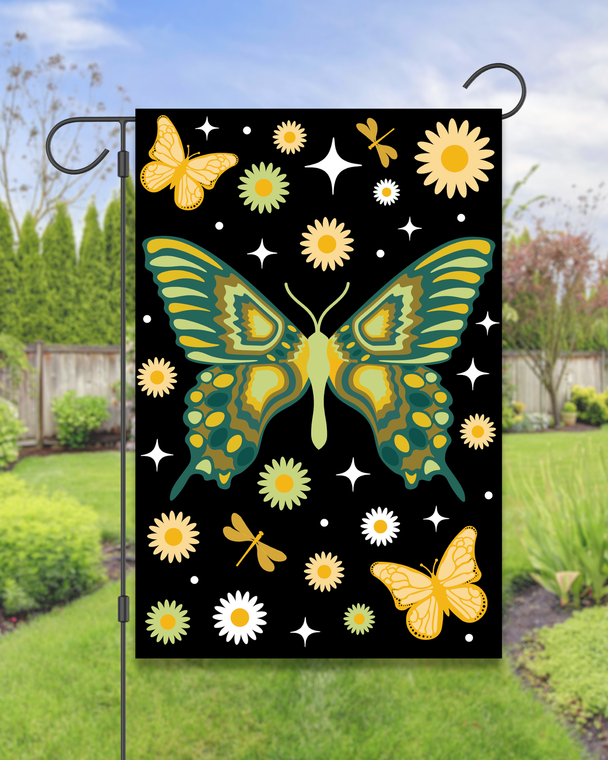 Butterflies, Flowers, and Stars Garden Flag #G2504-1