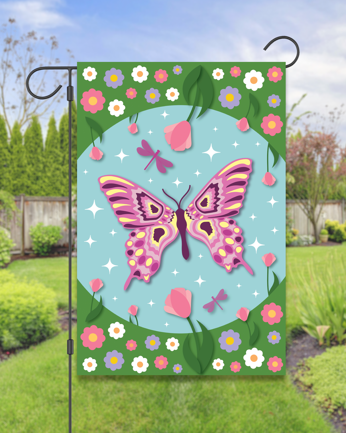 Spring Butterfly (Purple and Yellow) Garden Flag #G3039