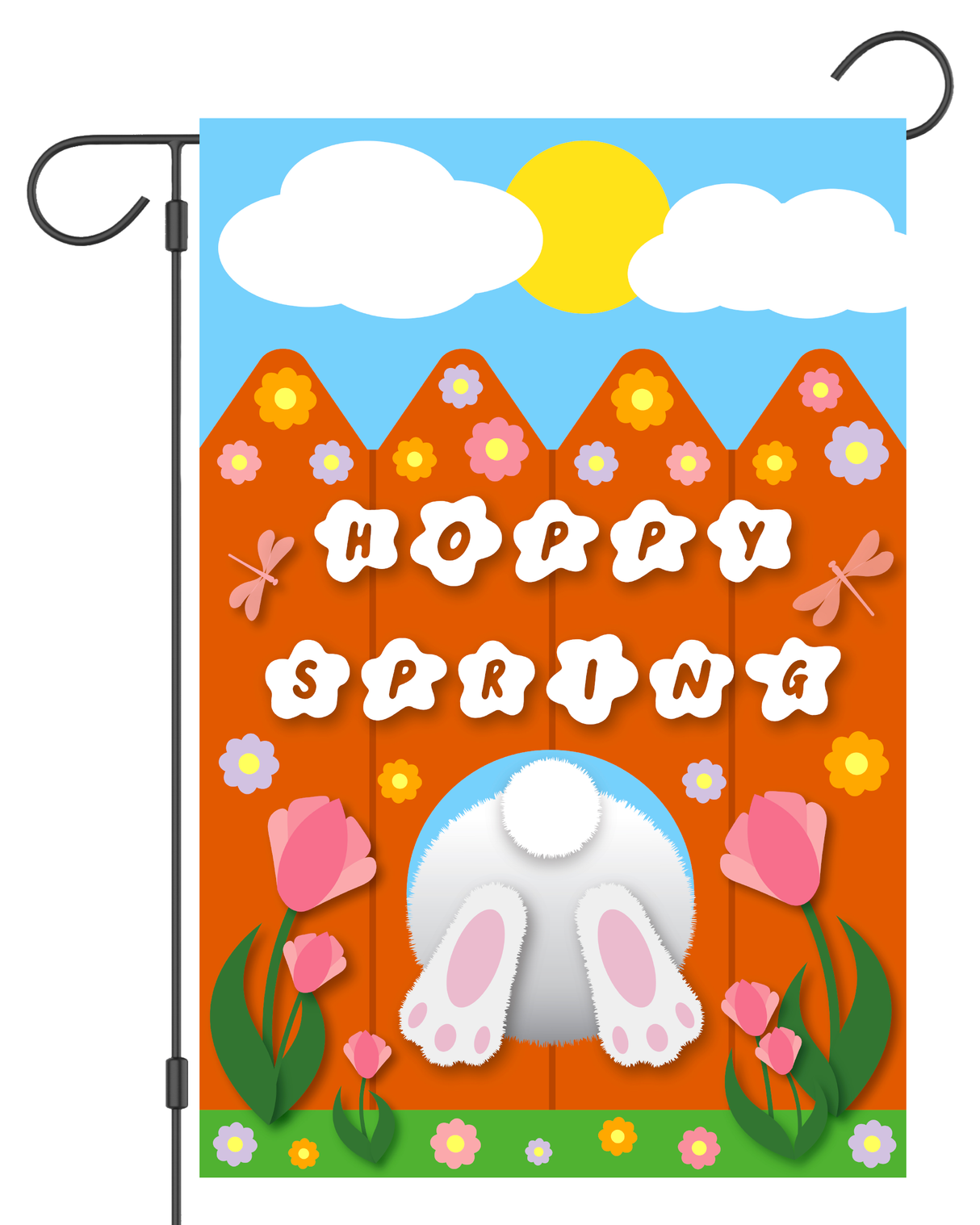 "Hoppy Spring" Bunny Butt Garden Flag #G3040