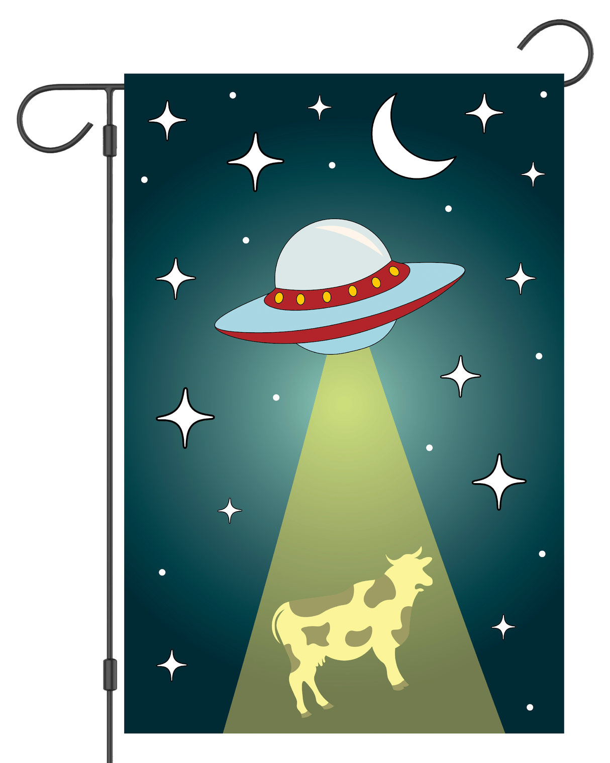 Cow Being Abducted by UFO Garden Flag #G3045