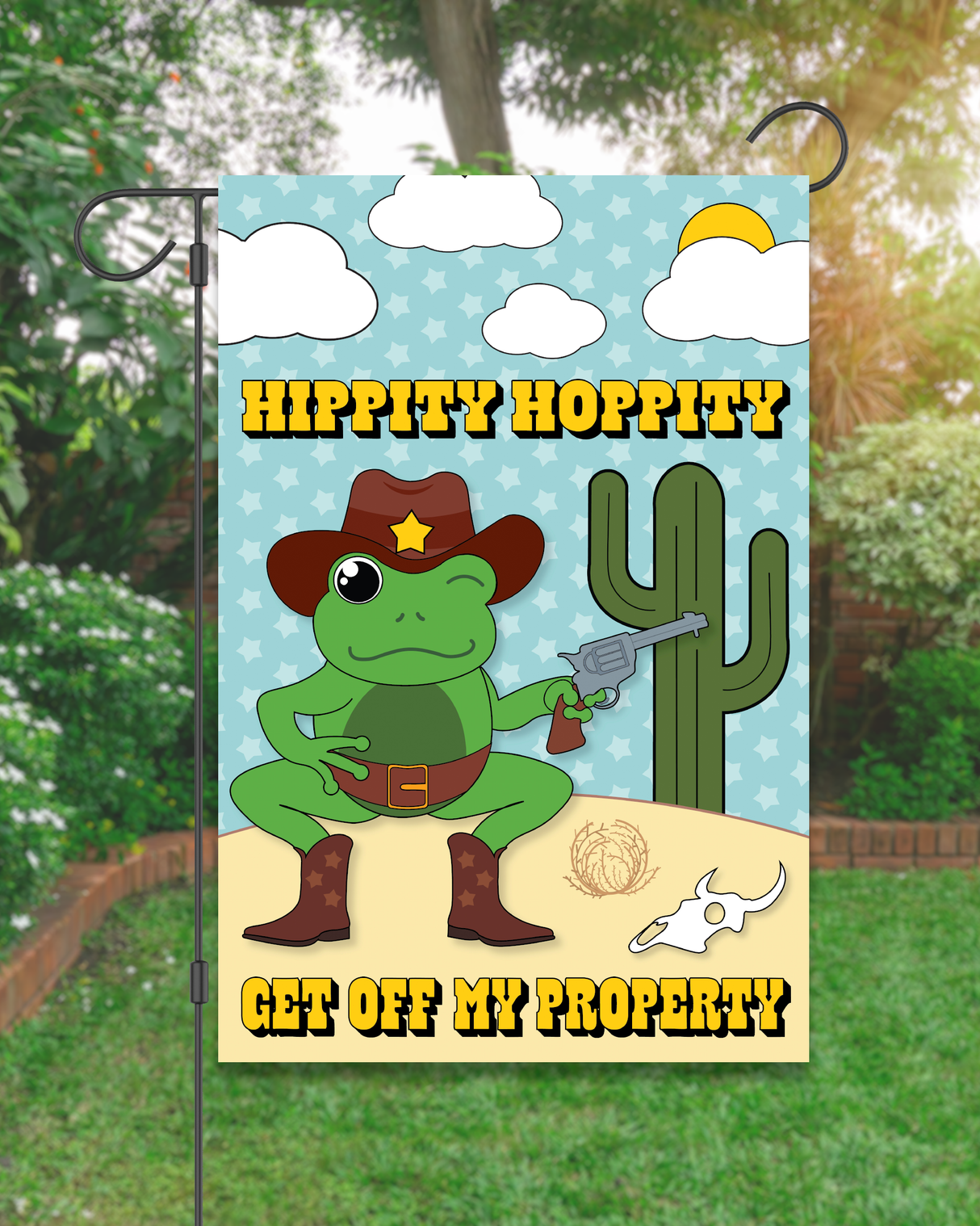 "Hippity Hoppity Get Off My Property" Frog Garden Flag #G3048