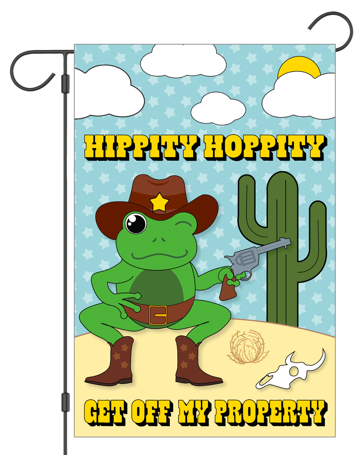 "Hippity Hoppity Get Off My Property" Frog Garden Flag #G3048