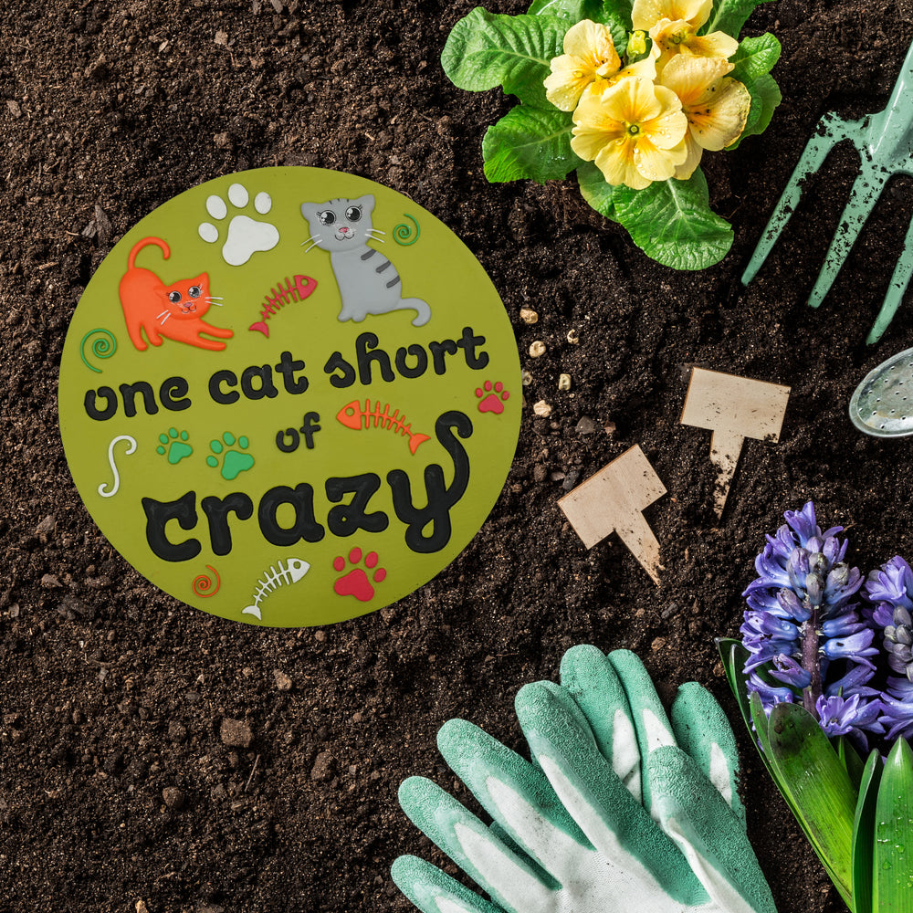 “One Cat Short of Crazy” Garden Stepping Stone #S1003