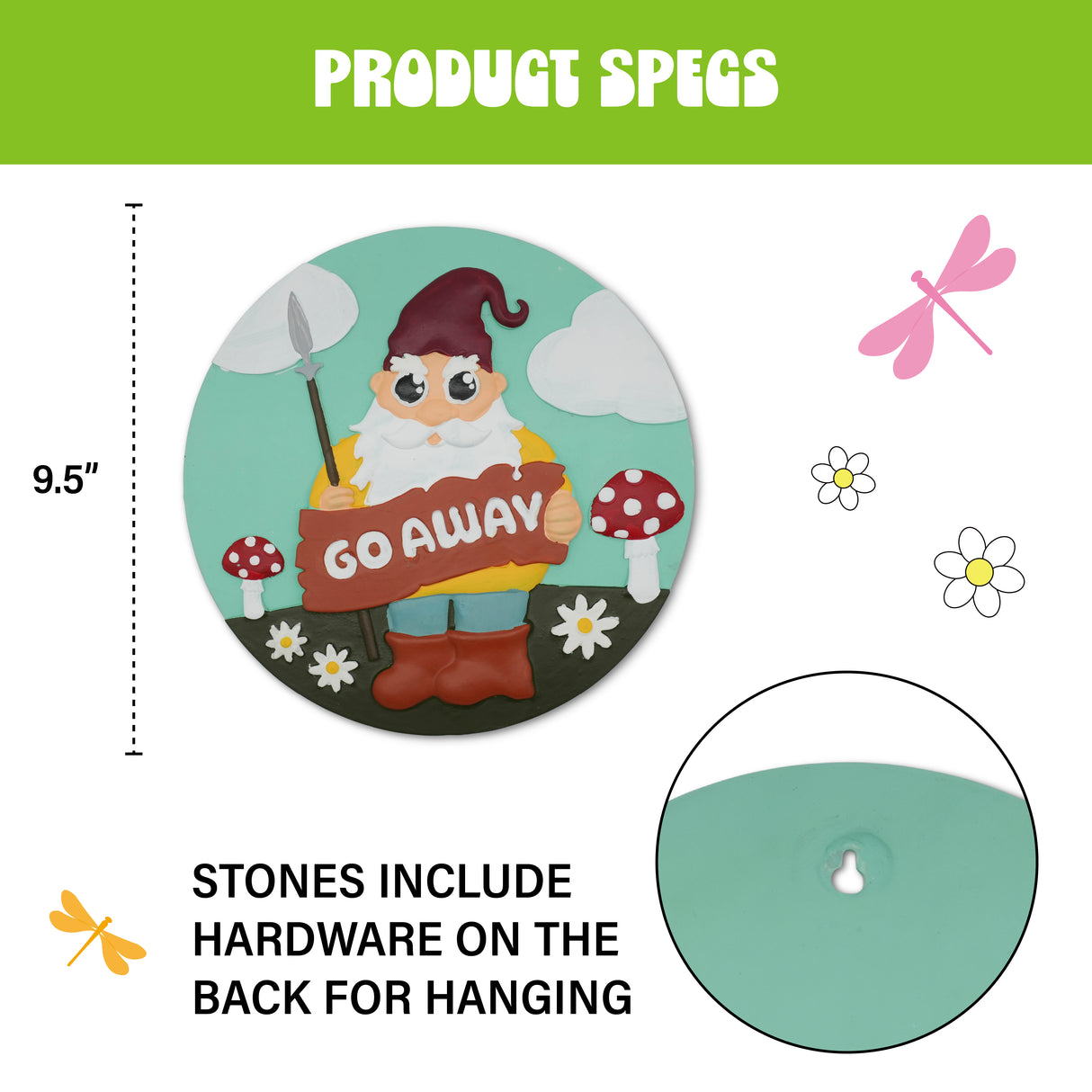 “Go Away Gnome” Garden Stepping Stone #S1011