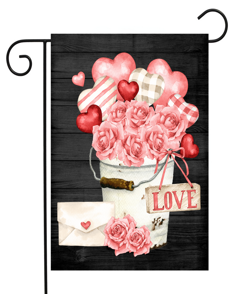 Valentine Heart Bucket Garden Flag #G2042