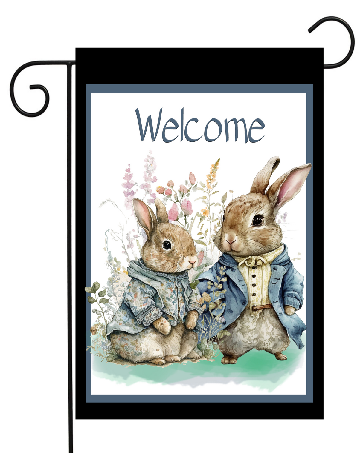 Victorian Rabbits Welcome Garden Flag #G2585