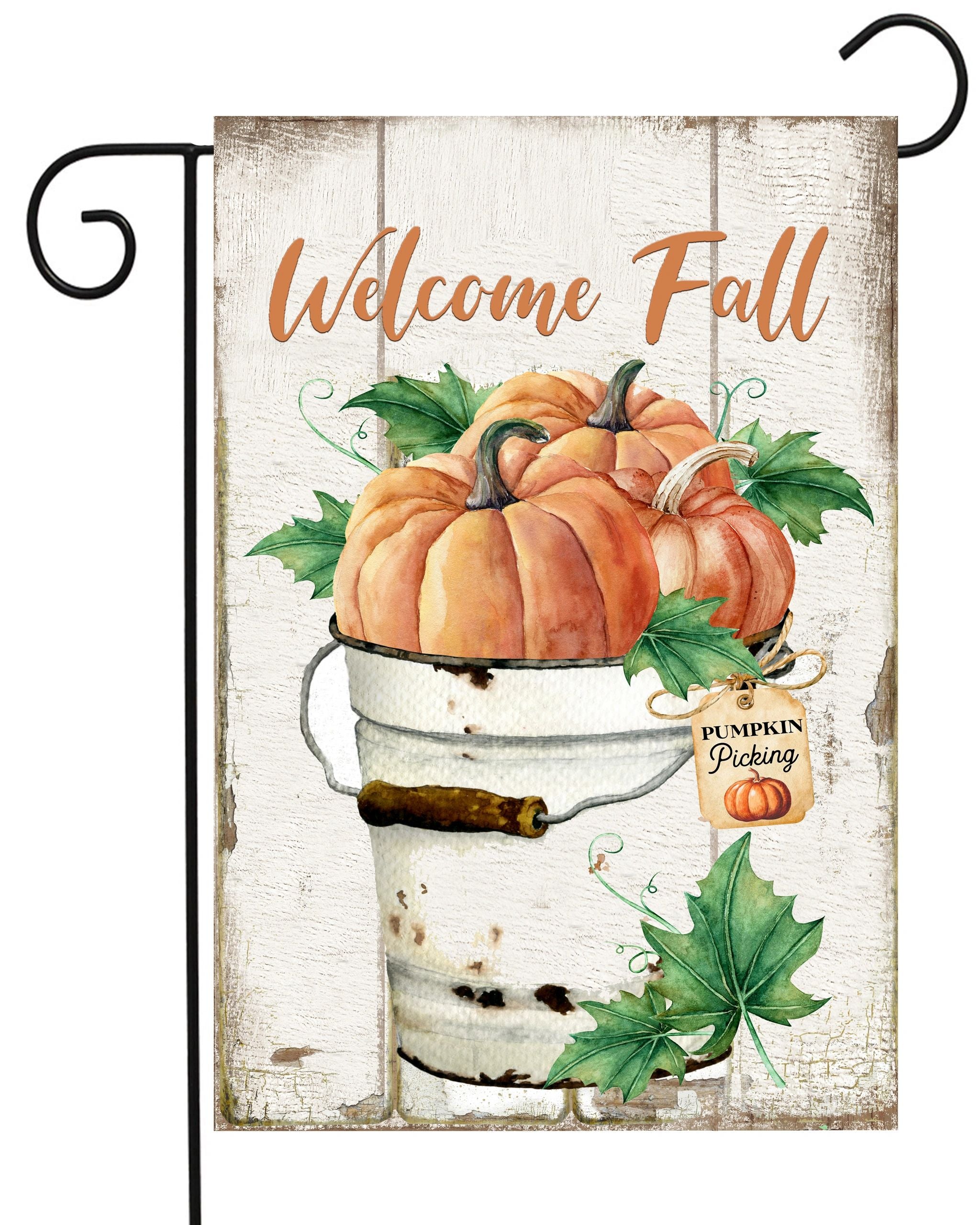 Welcome Fall Pumpkin Bucket Garden Flag #G2329