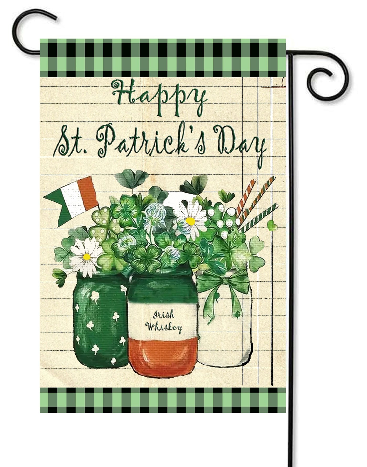 St. Patrick's Day Jars and Flowers Garden Flag #G2615