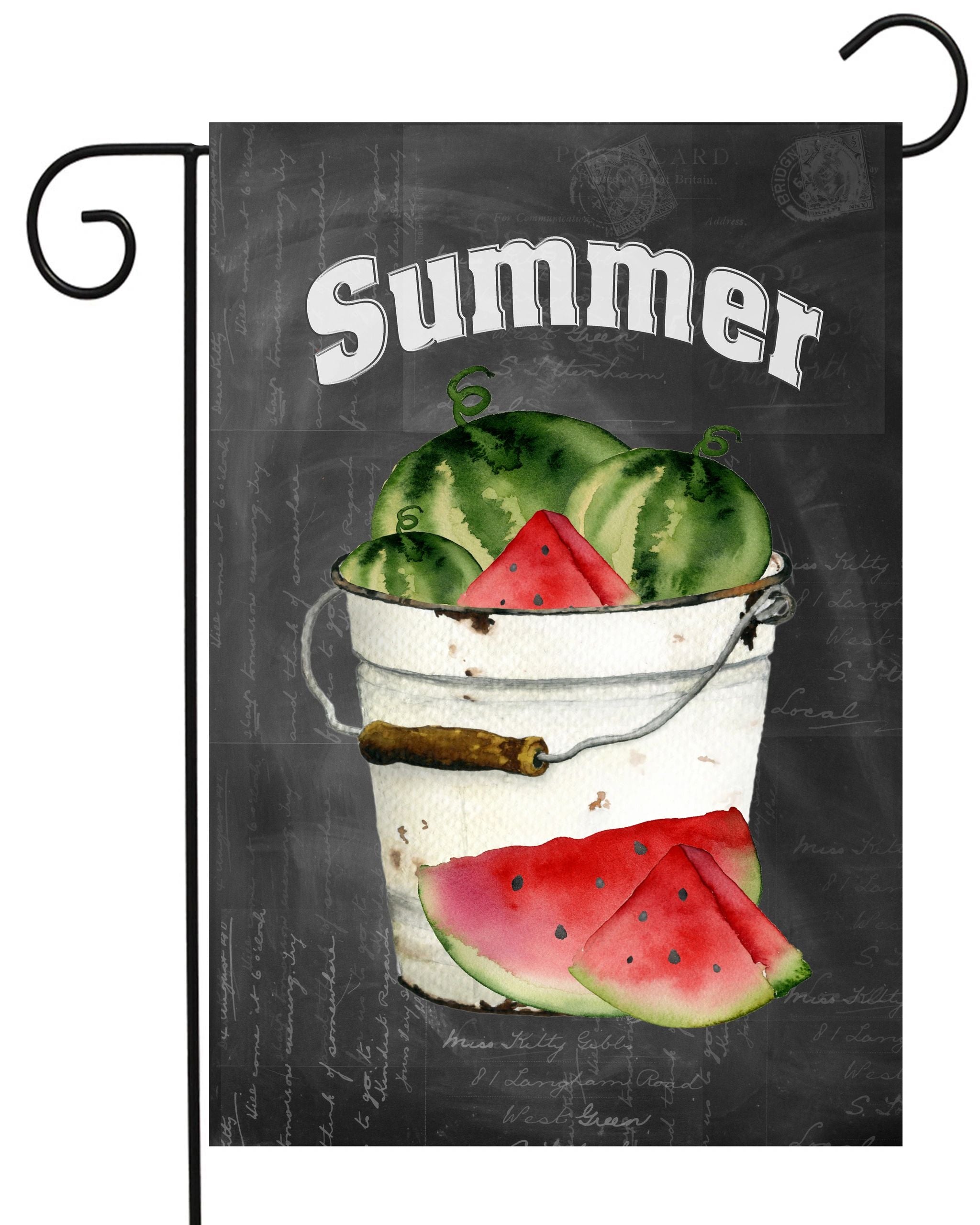 Summer Watermelon Bucket Garden Flag #G2306