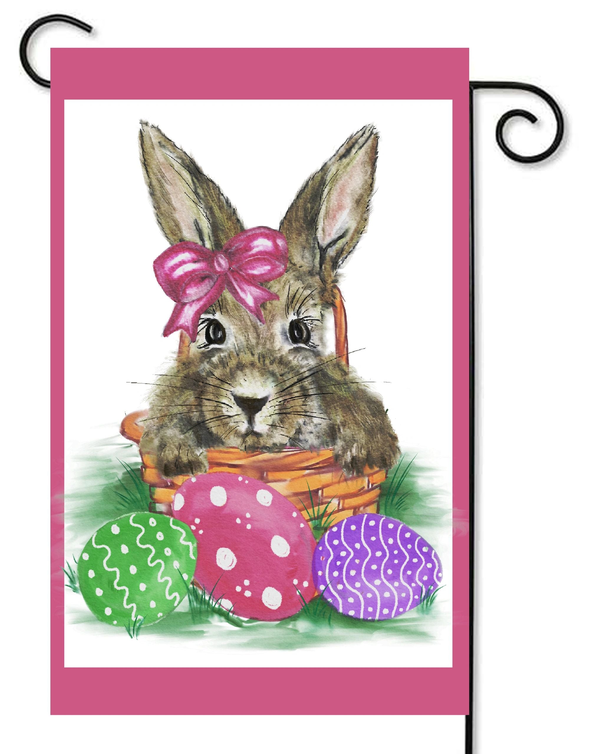 Rabbit with Easter Eggs Garden Flag #G1944