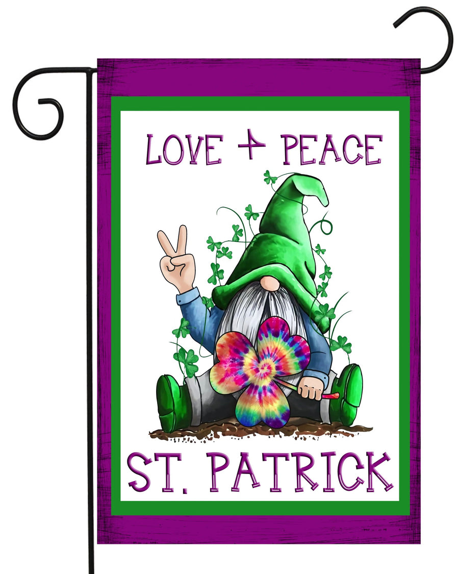 Love & Peace St. Patrick's Gnome Garden Flag #G2443