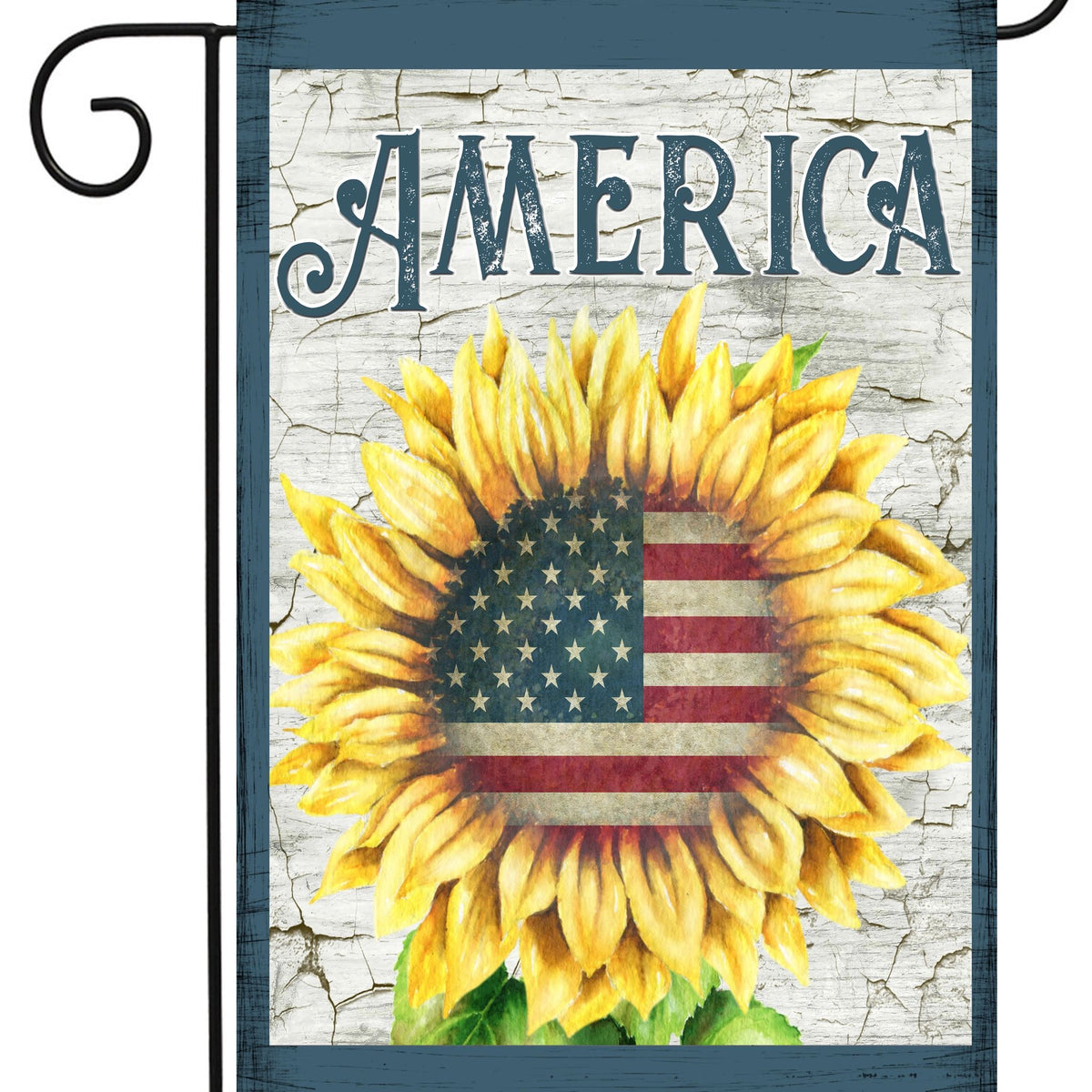 American Flag on Sunflower Garden Flag G2451 Happy Cow Lawn Decor