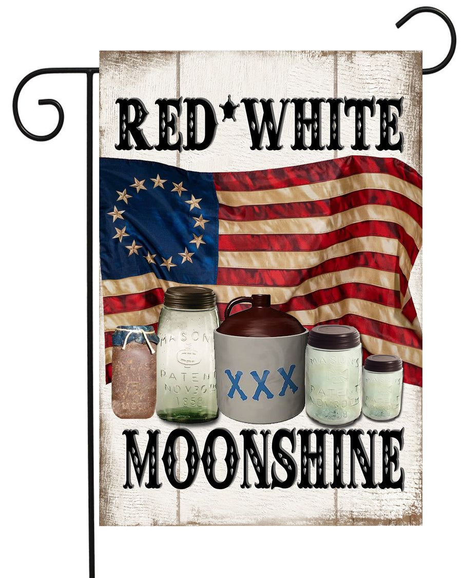 Red White and Moonshine Garden Flag #G2236