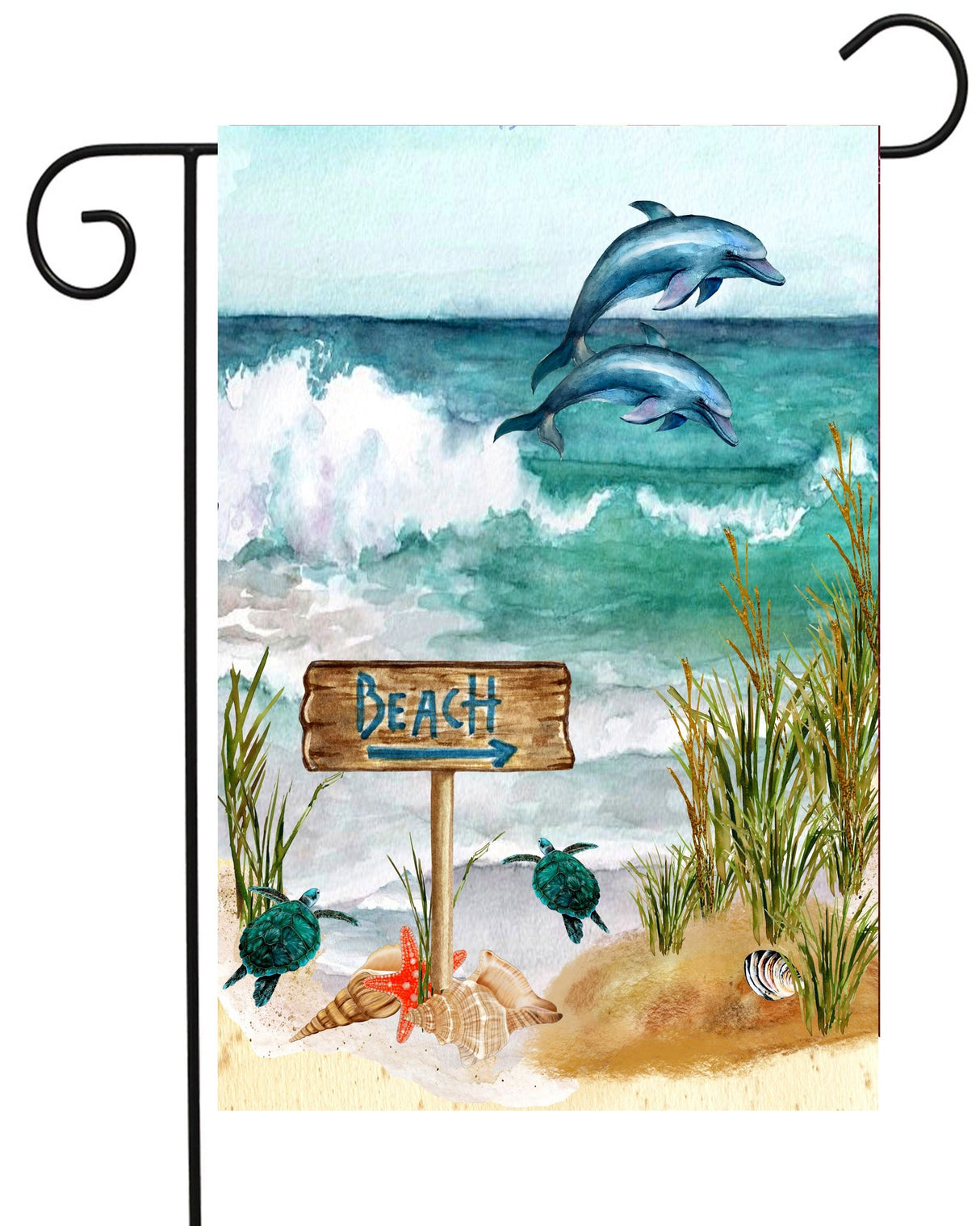 Dolphins Leaping at the Beach Garden Flag #G2226