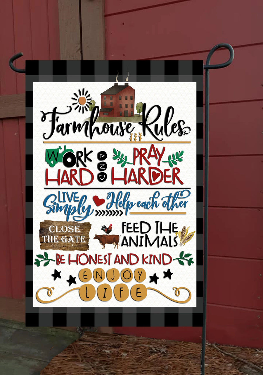 Farmhouse Rules Garden Flag #G2075