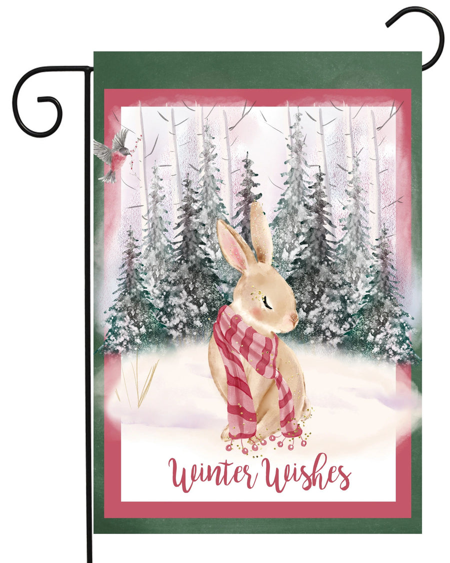 Winter Wishes Rabbit Garden Flag #G2348