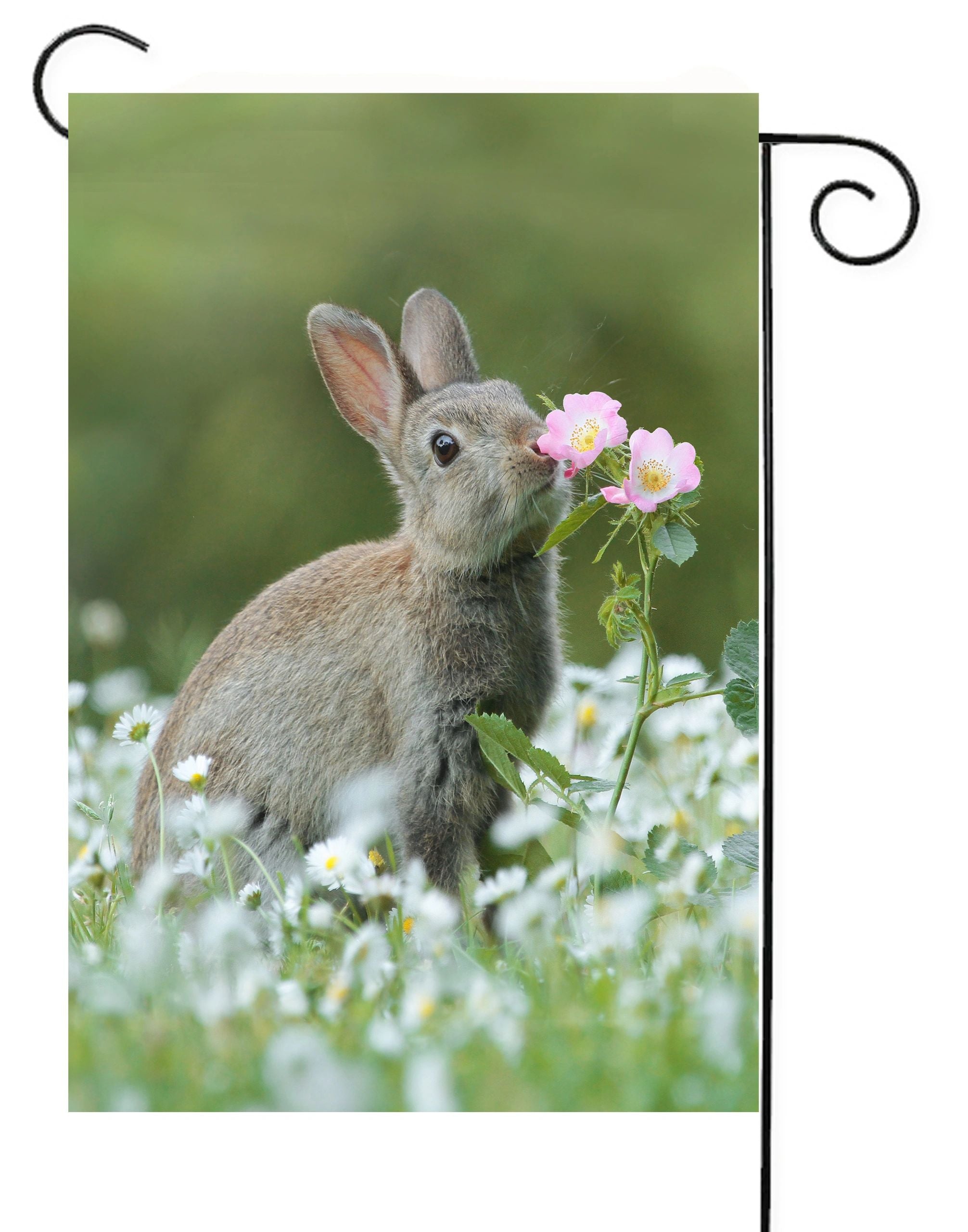 Single Rabbit with Flower Garden Flag #G2384