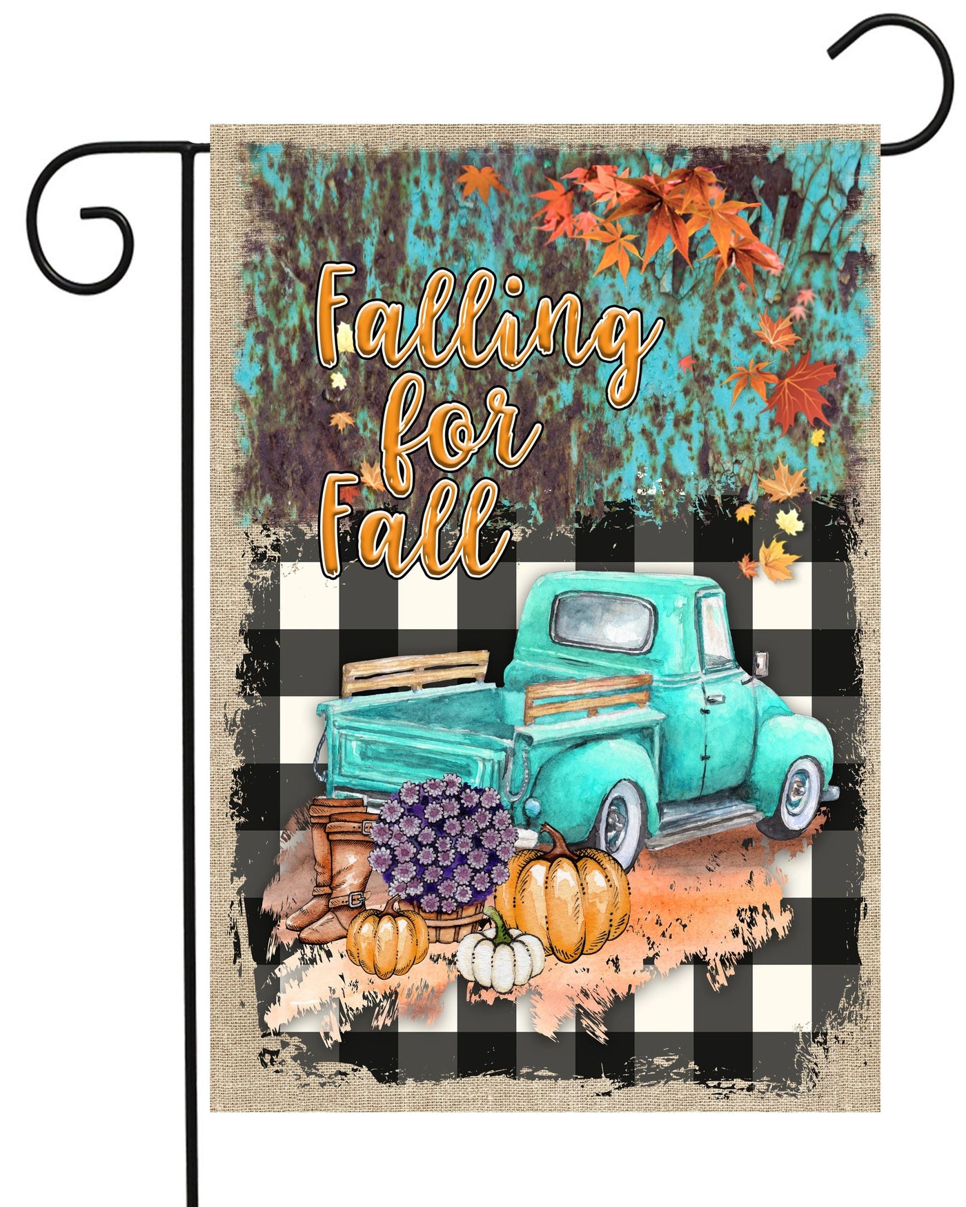 Falling for Fall Blue Truck Garden Flag #G2330