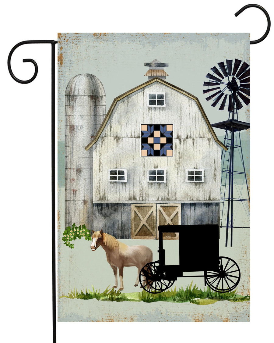 Barn Amish Buggy Garden Flag #G2428