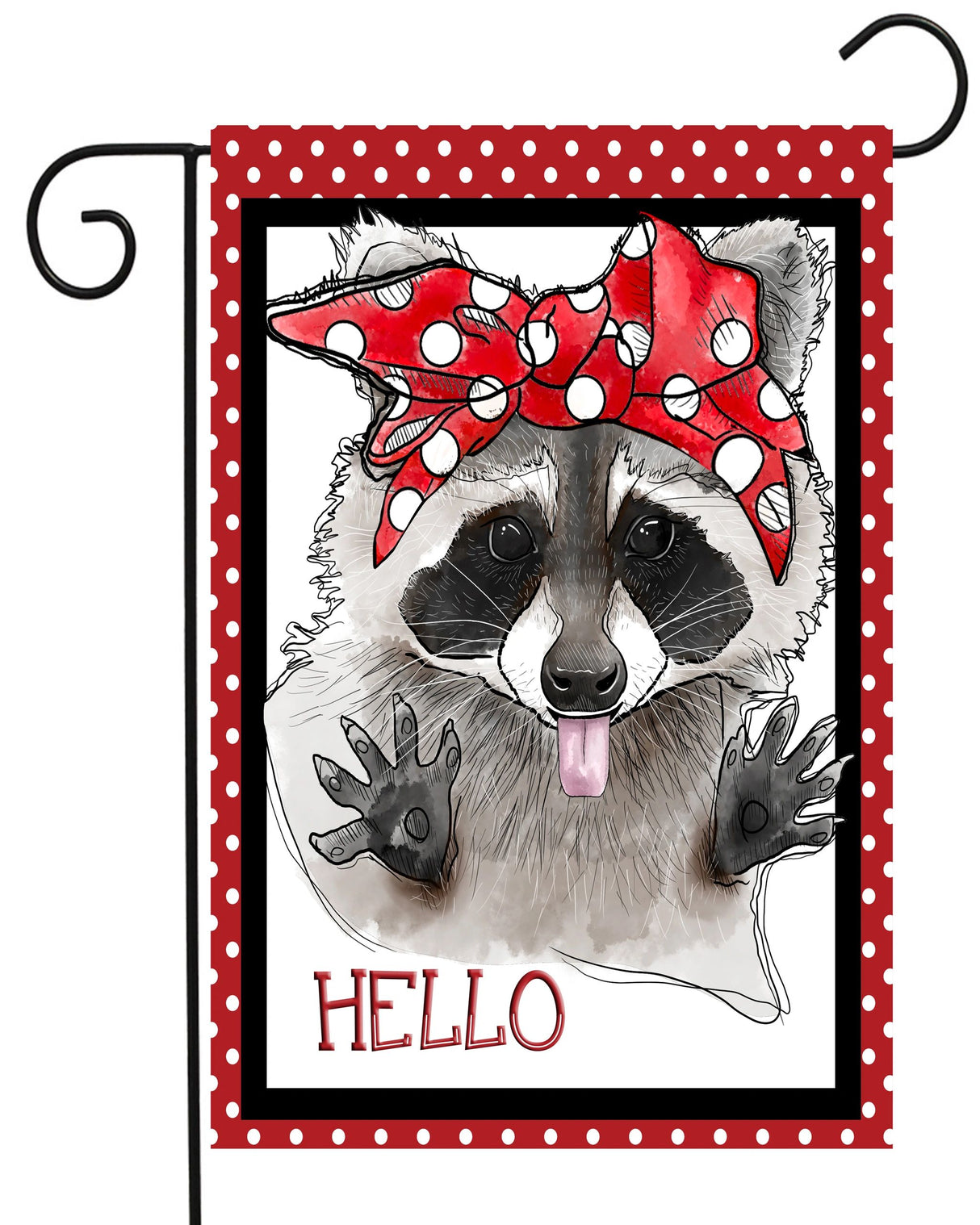 Hello Raccoon Bandana Garden Flag #G2439