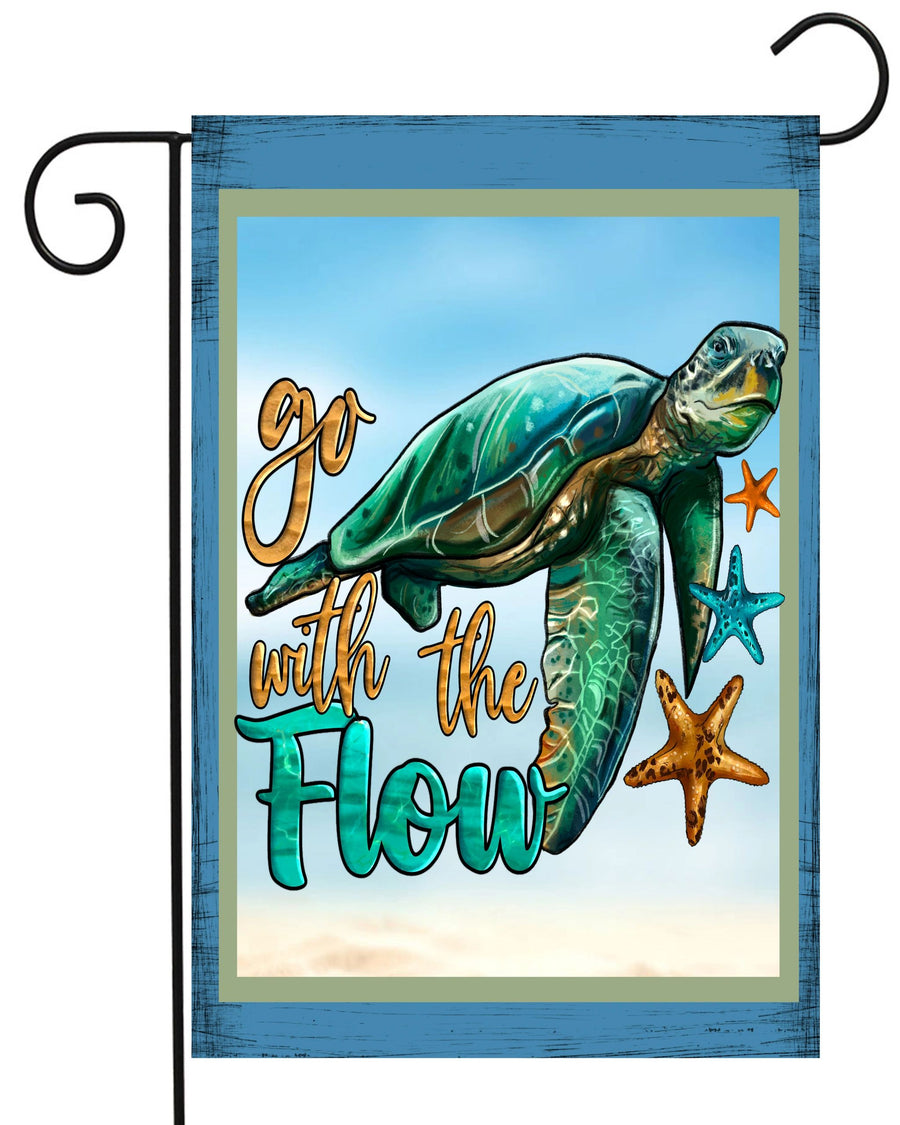 Go with the Flow Turtle Garden Flag #G2405