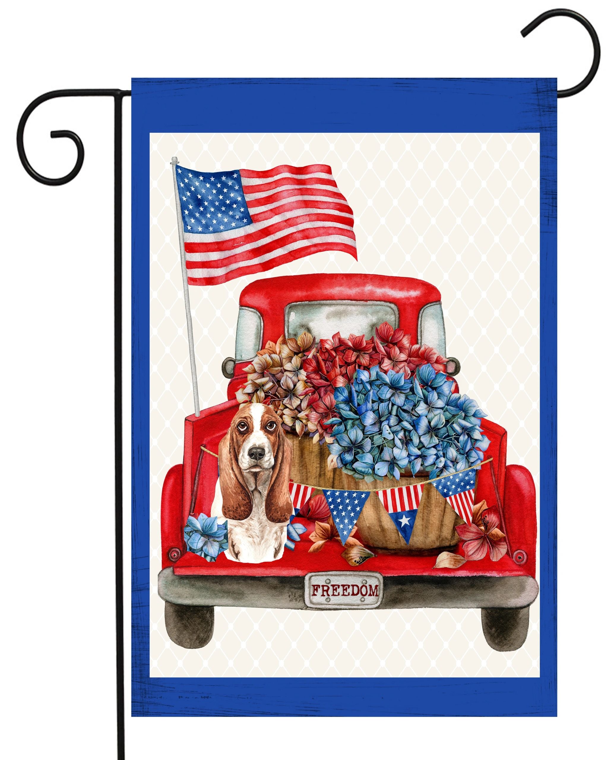 Bassett Hound in Red Truck Garden Flag #G2454