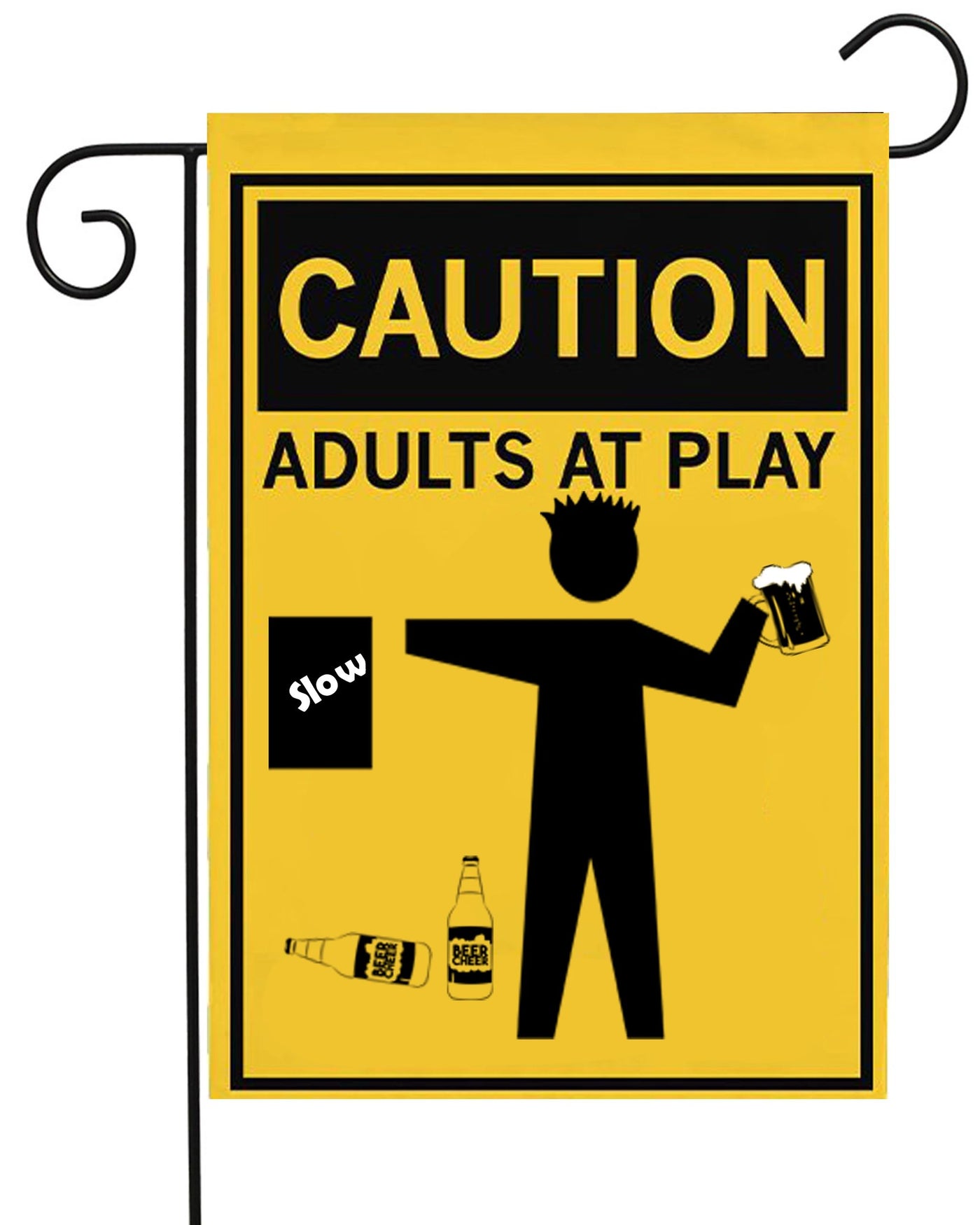 Caution Adults at Play Garden Flag #G2253