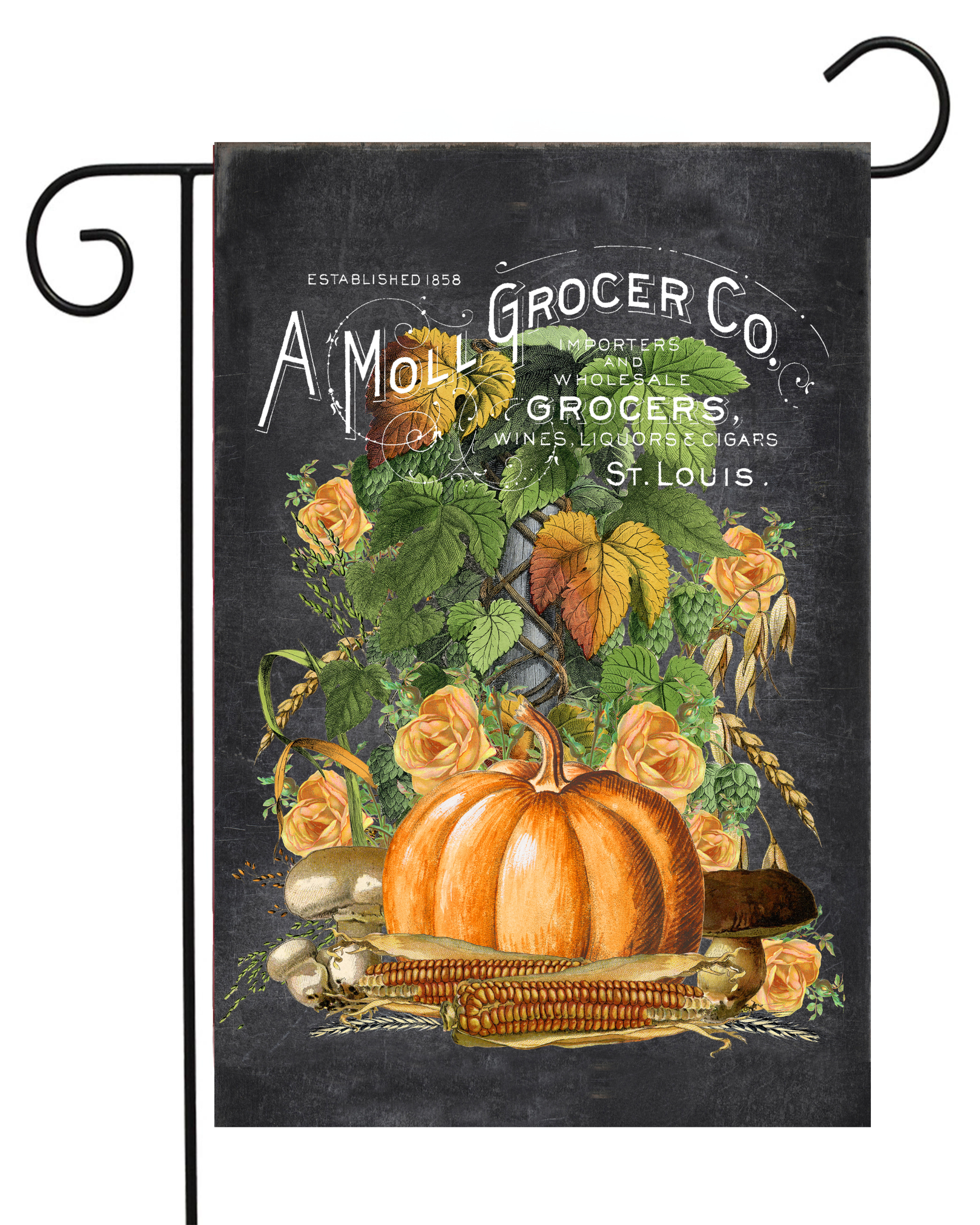 A Moll Grocer Co Pumpkins Garden Flag #G1185