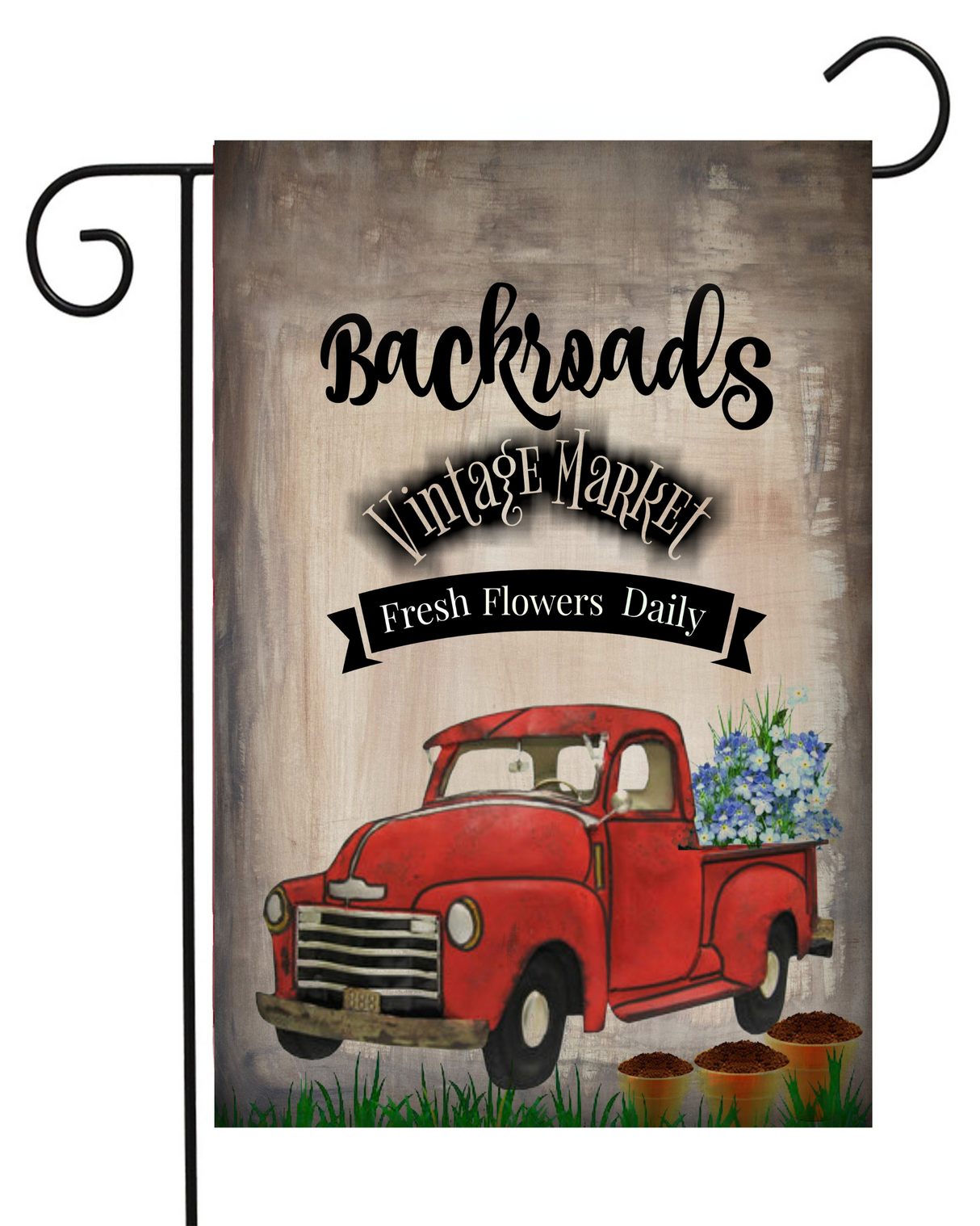 Backroads Red Truck Garden Flag #G1090