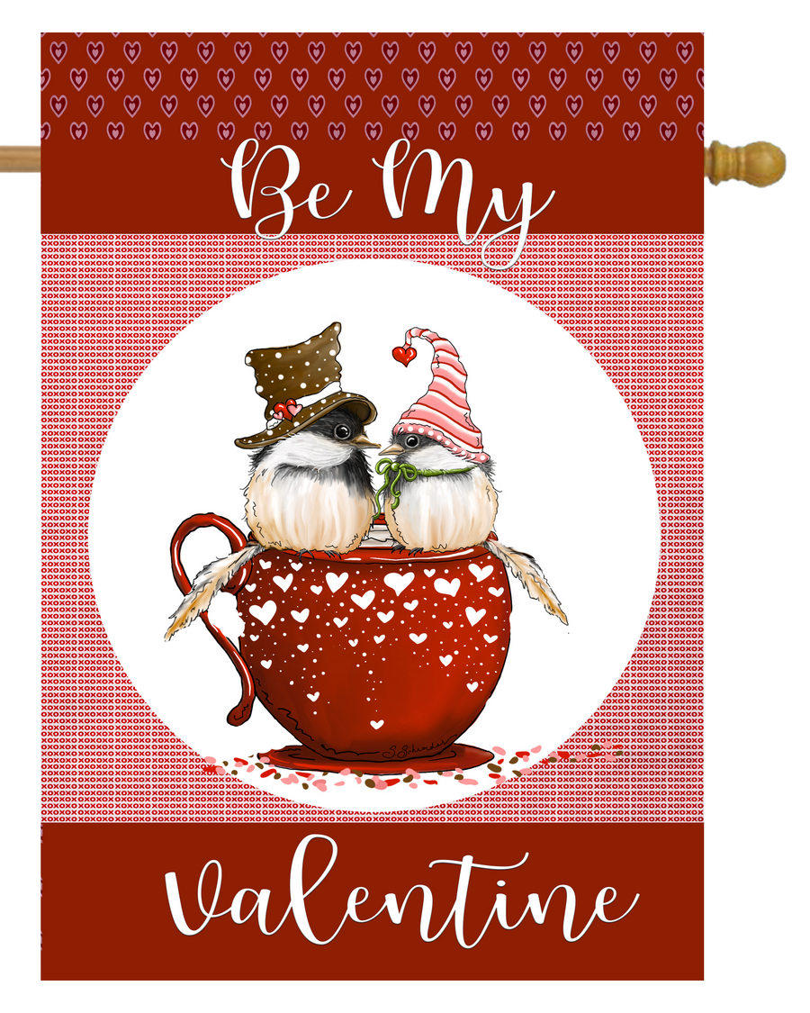 Be My Valentine Birds in Love House Flag #H2440