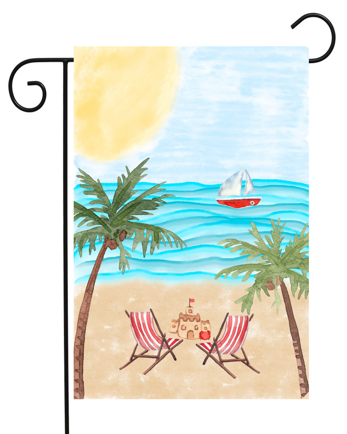 Beach Chairs Watercolor Garden Flag #G1964