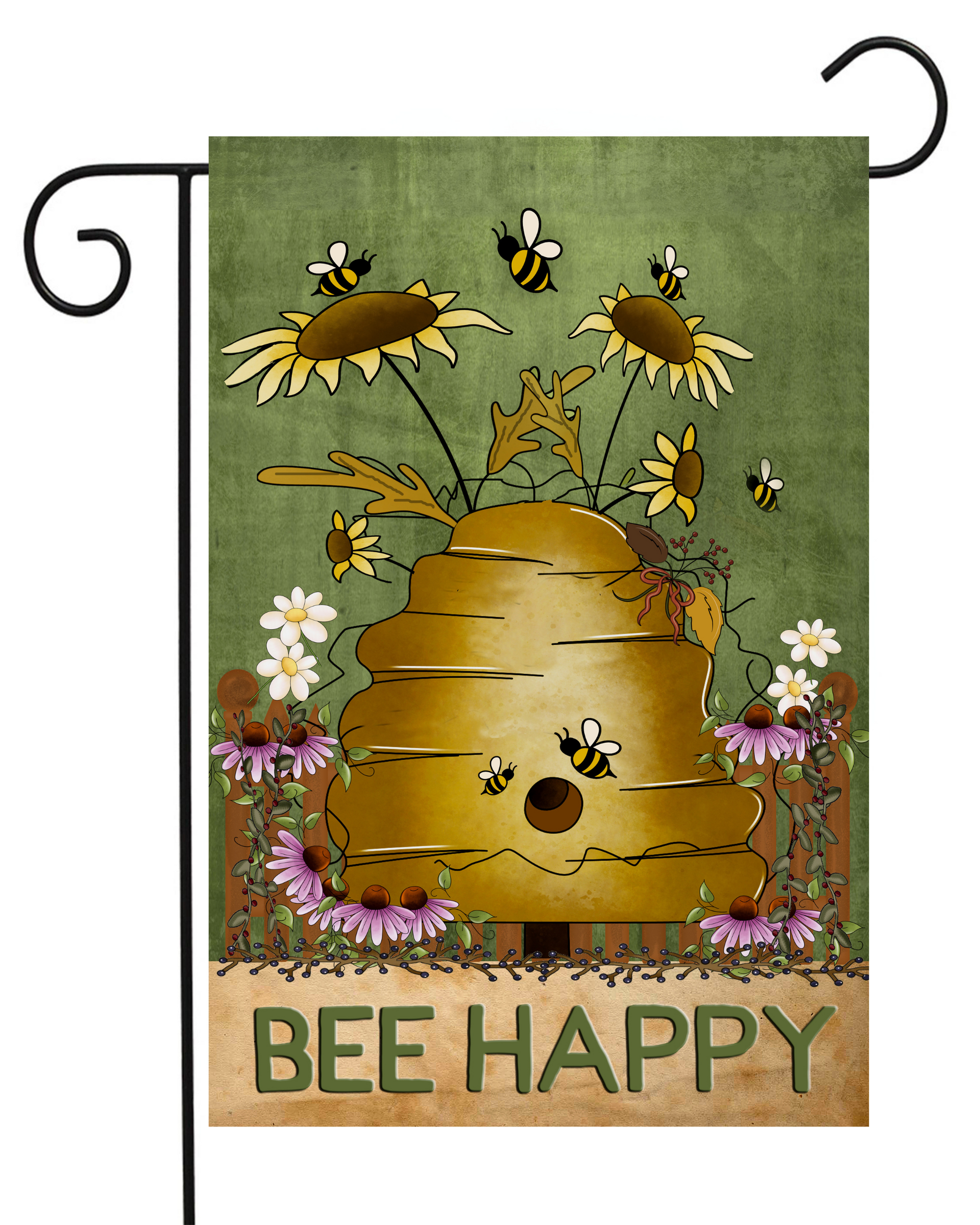Bee Happy Bee Hive Garden Flag #G1659 – Happy Cow Lawn Decor