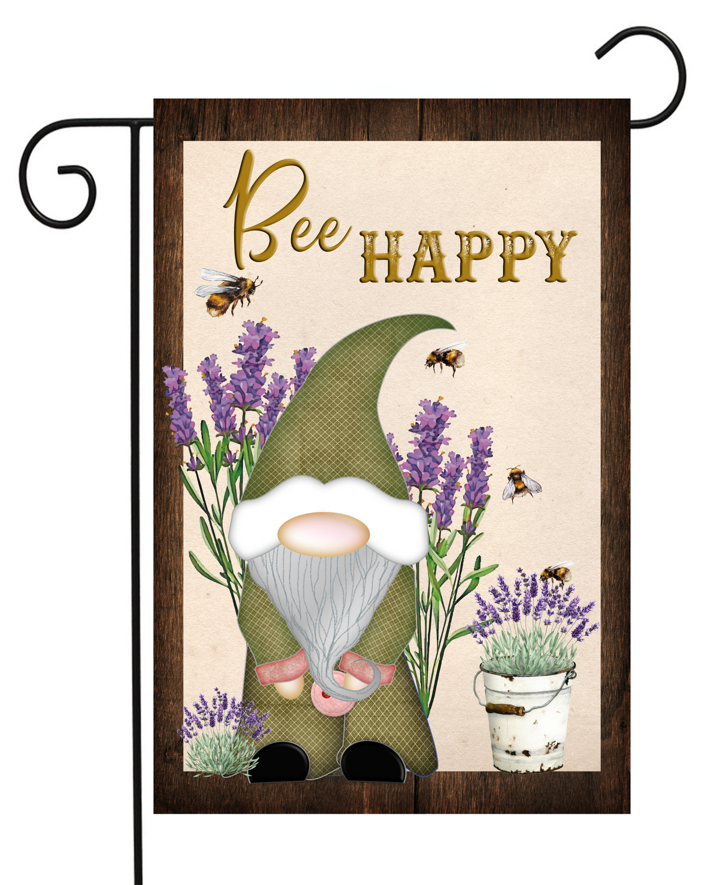 Bee Happy Gnome Garden Flag #G1740