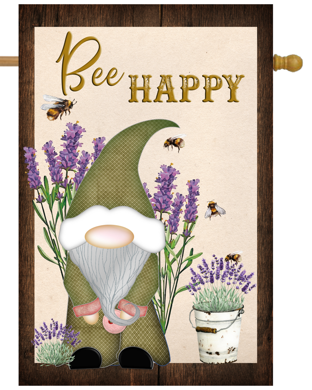 Bee Happy Gnome House Flag # H1740