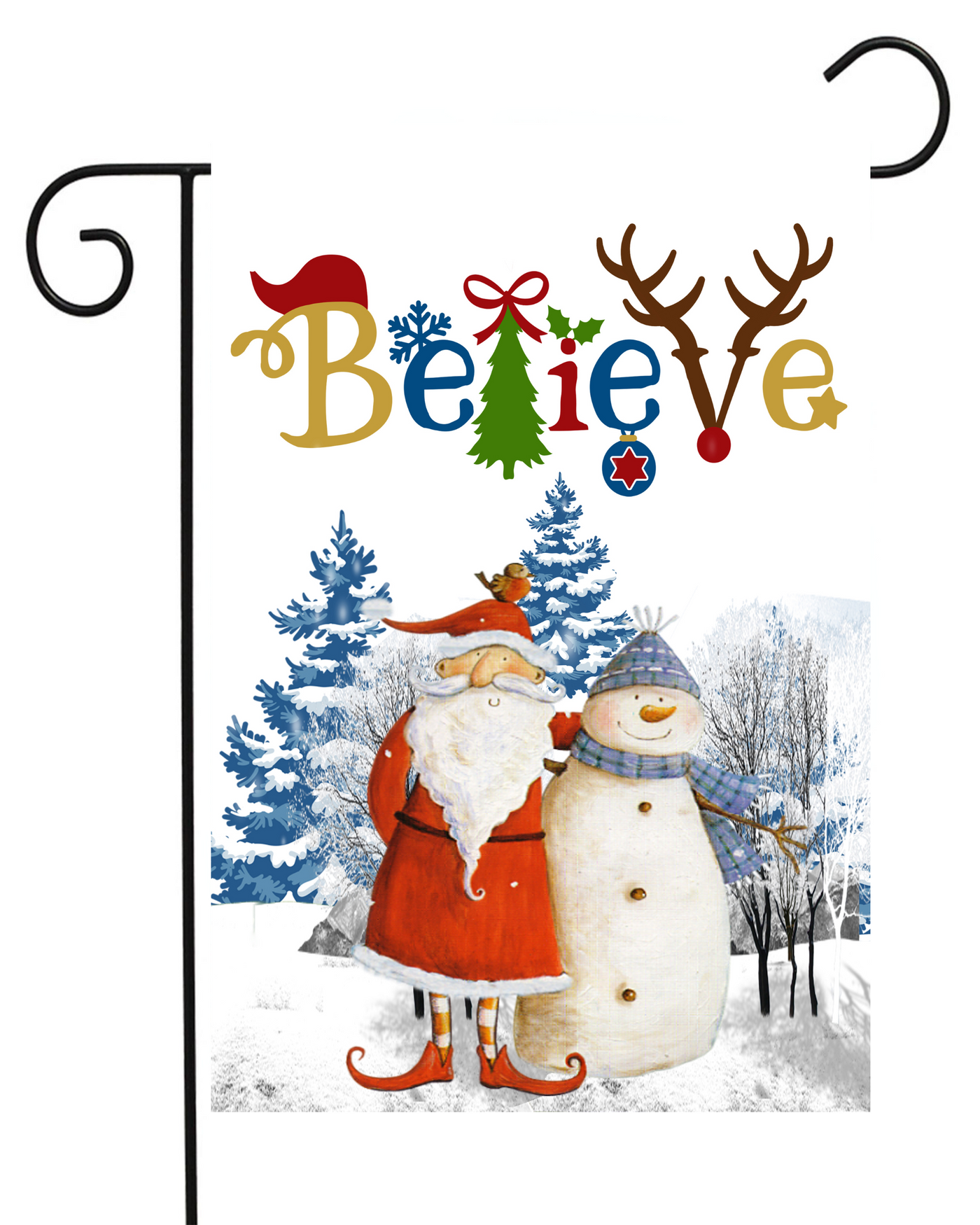 Believe Santa and Snowman Garden Flag #G1207