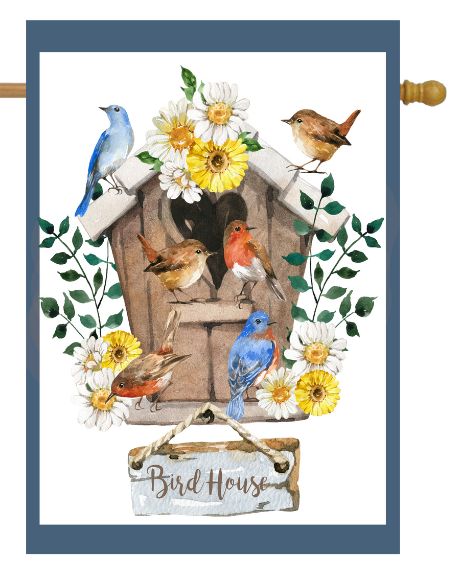 Bird House with Birds House Flag #H2225