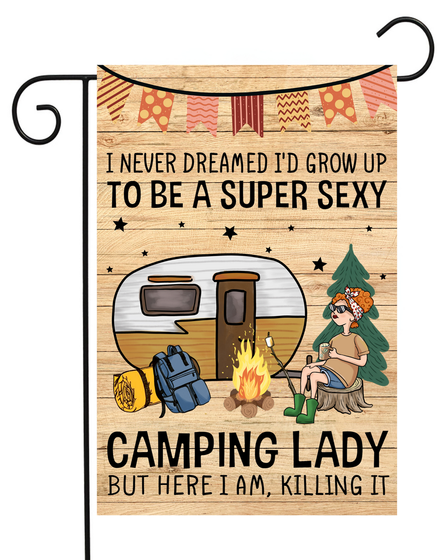 Camping Lady Garden Flag #G2552