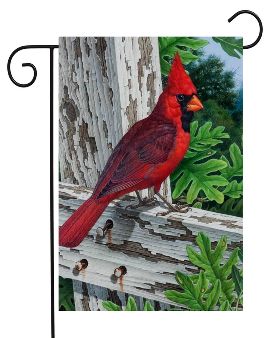 Cardinal on Fence Garden Flag #G1268