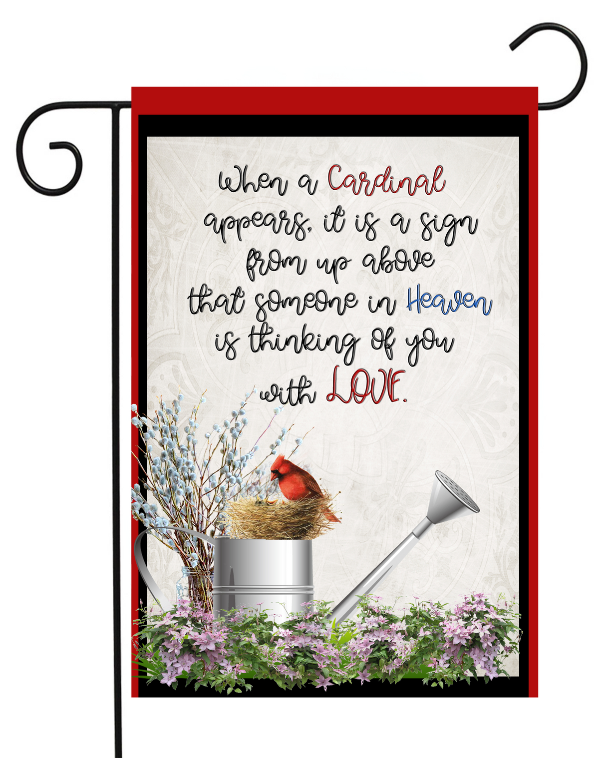 Cardinal on Watering Can Garden Flag #G2190