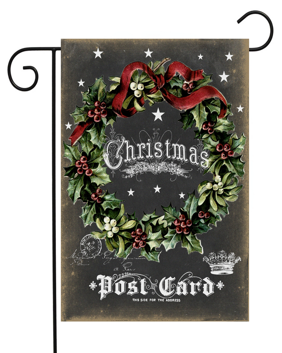 Christmas Wreath Postcard Garden Flag #G1825