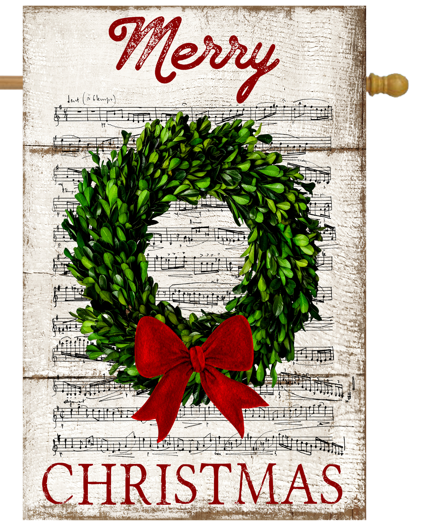 Christmas Wreath on Music Sheet House Flag # H1713