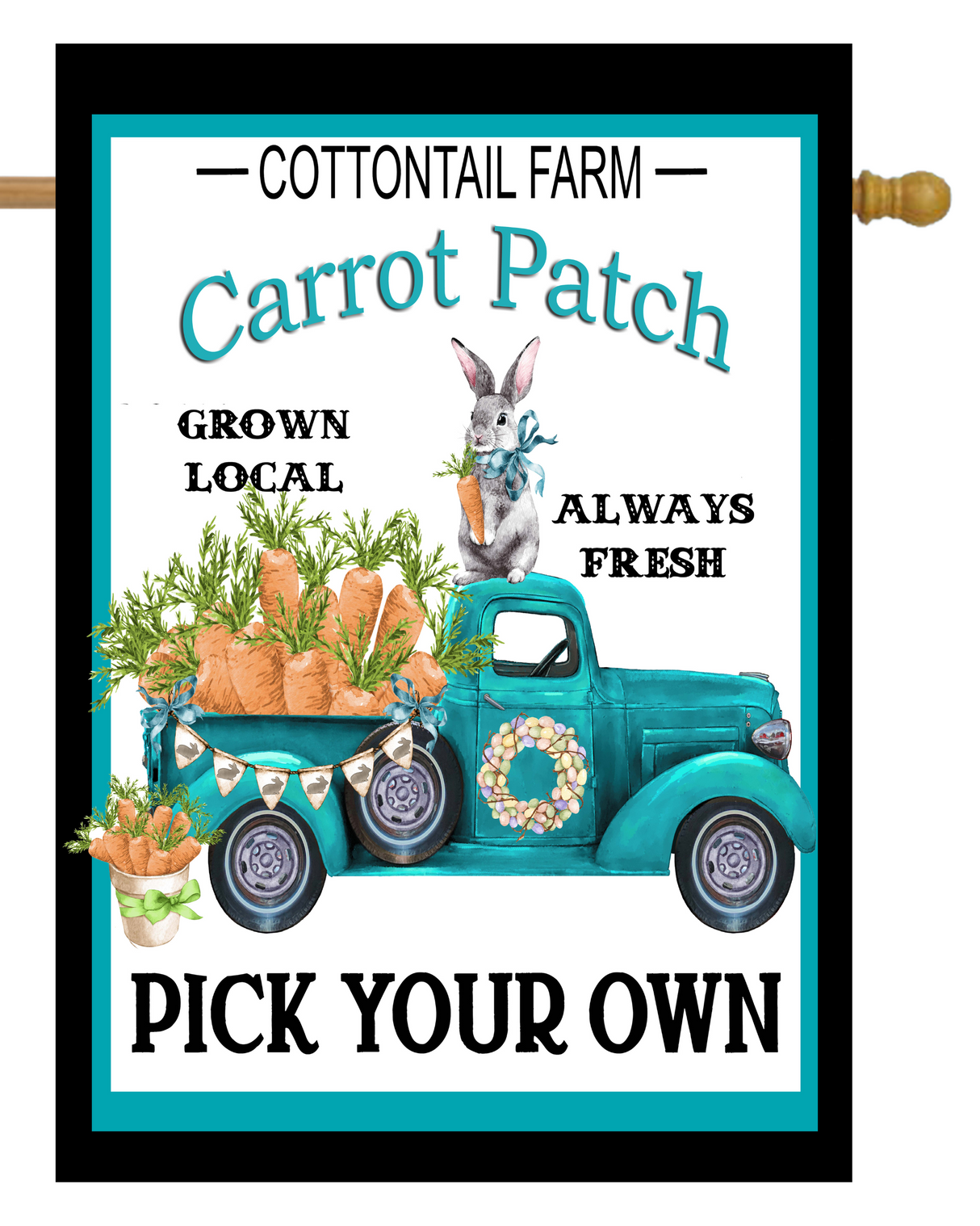 Cottontail Farm Carrot Patch House Flag #H2207