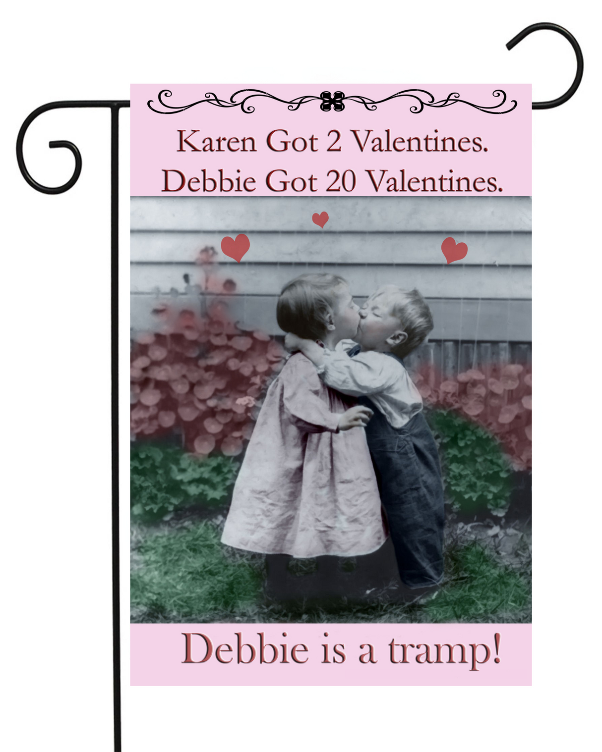 Debbie is a Tramp Valentines Day Garden Flag #G1308