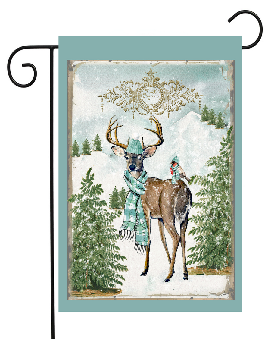 Deer in Winter Garden Flag #G2130